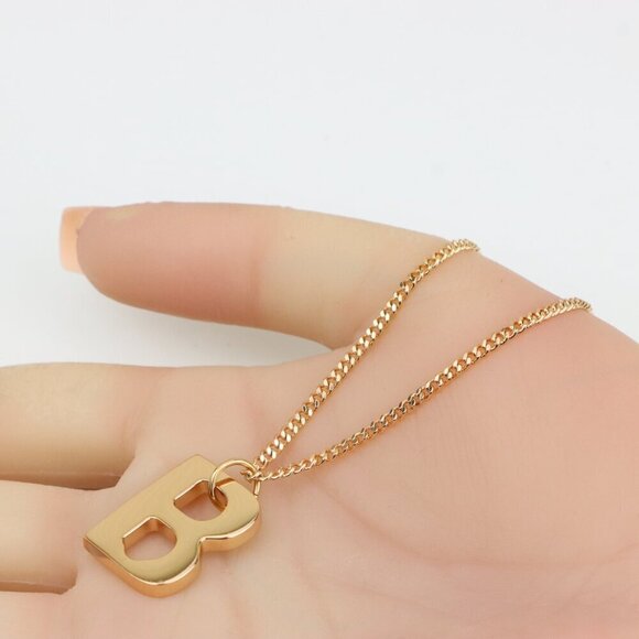 Rose Gold Plated Initial ""B"" Pendant Necklace, XPNL0310 - Picture 4 of 14